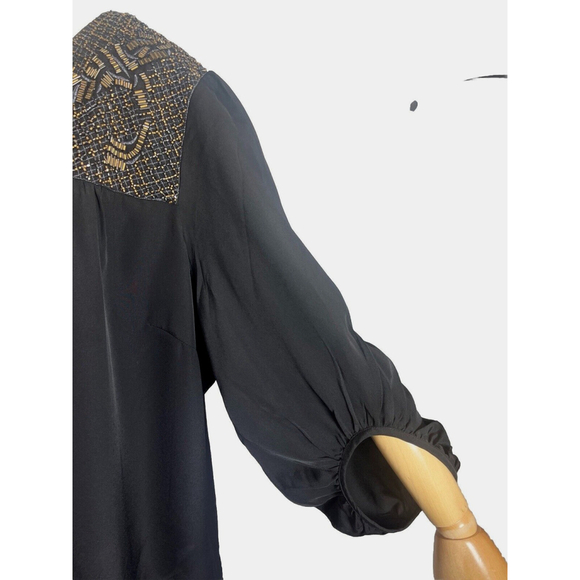 Avenue Black Beaded Balloon Sleeves Top Tunic Plus Size 26 28 New - Picture 4 of 15